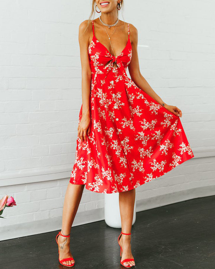 Stella Floral Cut Out Summer Midi Dress ...